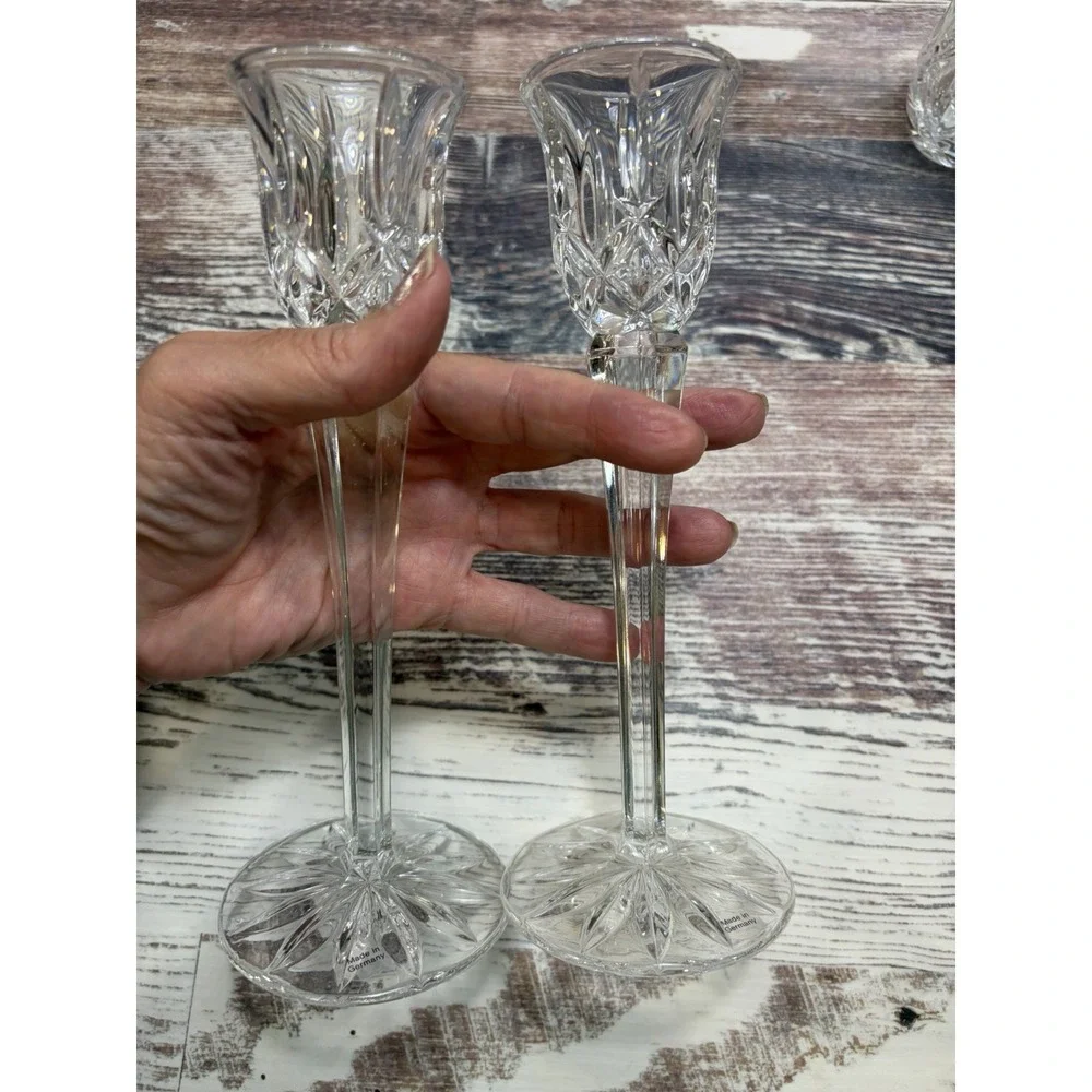 GORHAM LADY ANNE CANDLE HOLDER, Cut Lead Crystal, 8 in, Made in Germany